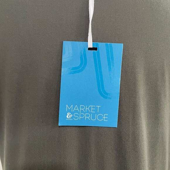 Market & Spruce Olive Green Tiered Babydoll Dress M V Neck Trendy Flowy Casual - Picture 4 of 9